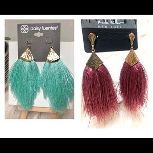 Bohemian  Silky Thread Fan Fringe Earrings. BUNDLE